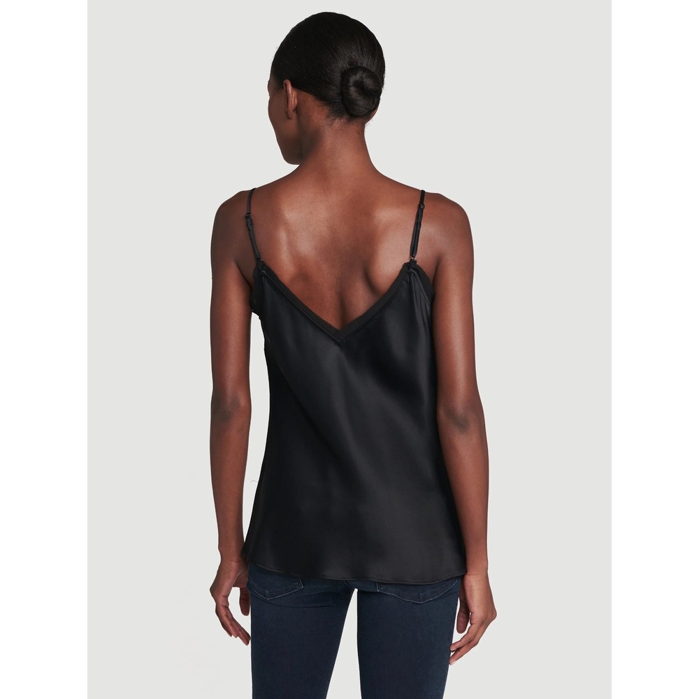FRAME Satin Lounge Tank Top In Black Sz Small Sleeveless Blouse Chic Sexy Silky - Picture 5 of 16